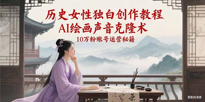（15186期）历史女性独白创作教程，AI绘画声音克隆术，10万粉账号运营秘籍-吾爱创业网