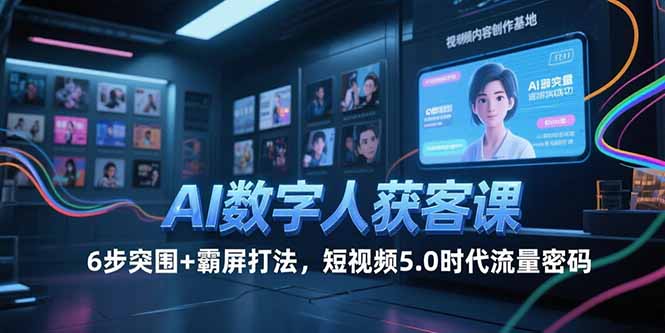 （15247期）AI数字人获客课，6步突围+霸屏打法，短视频5.0时代流量密码-吾爱创业网
