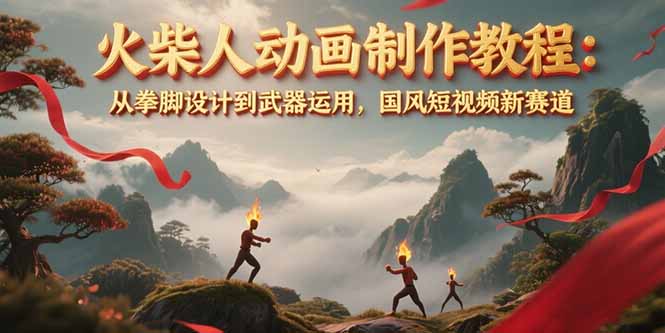 （15171期）火柴人动画制作教程：从拳脚设计到武器运用，国风短视频新赛道-吾爱创业网