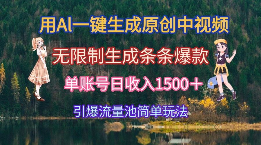 （15210期）用Al一键生成原创中视频，无限制生成条条爆款，单账号日收入1500＋引爆…-吾爱创业网