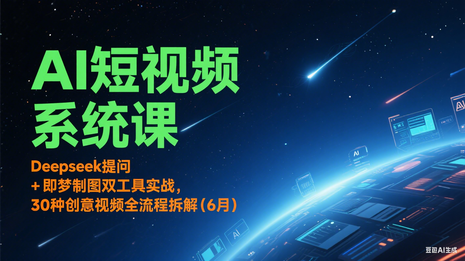 AI短视频系统课：Deepseek提问 + 即梦制图双工具实战，30种创意视频全流程拆解(6月)-吾爱创业网