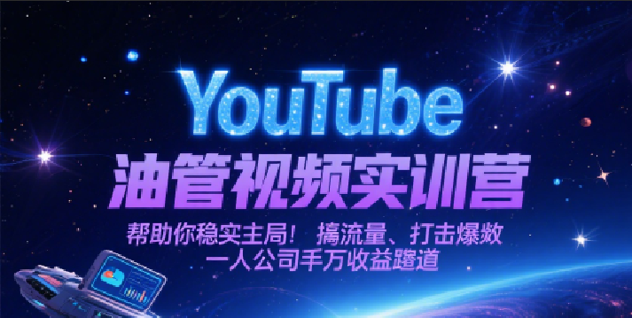 YouTube油管视频实训营，帮助你稳入局、搞流量、打爆款，一人公司千万收益赛道-吾爱创业网