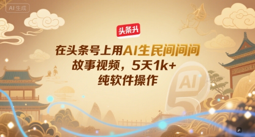 在头条号上用AI生民间故事视频，5天1k+，纯软件操作-吾爱创业网