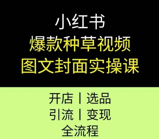 小红书爆款种草视频图文封面实操课，开店、选品、引流、变现全流程-吾爱创业网
