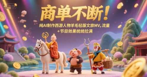 商单不断！纯AI制作西游人物羊毛毡版文旅MV，流量+节目效果统统拉满-吾爱创业网