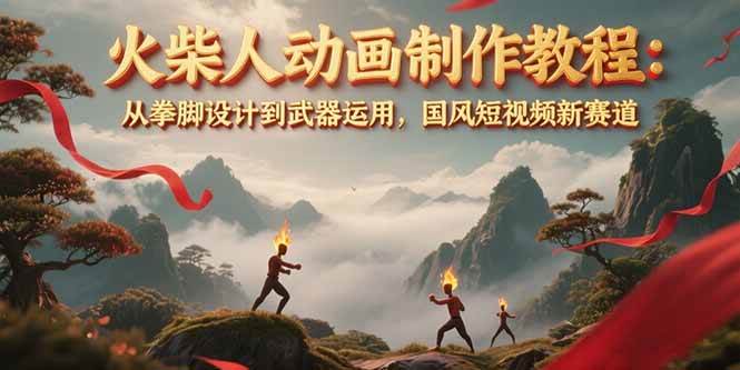 火柴人动画制作教程：从拳脚设计到武器运用，国风短视频新赛道-吾爱创业网