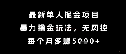 最新单人掘金项目，暴力撸金玩法，无风控，每个月多挣5k+【揭秘】-吾爱创业网