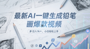 最新AI一键生成铅笔画爆款视频，多平台分发，日 入1k+，小白轻松上手【揭秘】-吾爱创业网