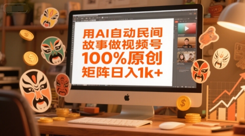 用AI自动民间故事做视频号，100%原创，矩阵日入1k+-吾爱创业网