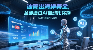 油管出海挣美金，全部通过AI自动化实操，从0到1实现月入过W-吾爱创业网