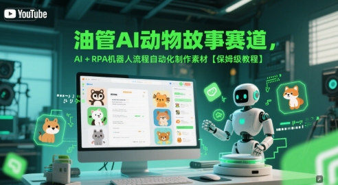 油管AI动物故事赛道，AI+RPA机器人流程自动化制作素材【保姆级教程】-吾爱创业网