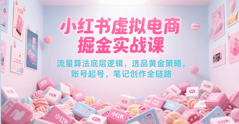小红书虚拟电商掘金实战课，流量算法底层逻辑，选品黄金策略， 起号，笔记创作全链路-吾爱创业网