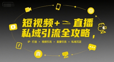 短视频+直播私域引流全攻略，IP打造 +视频引流 +直播引流 +私域沉淀-吾爱创业网
