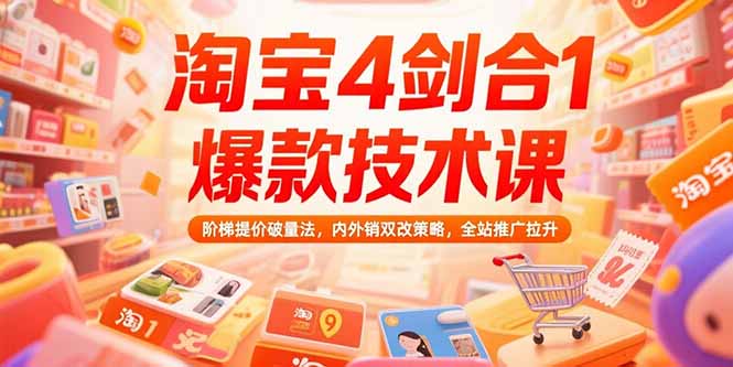 （15415期）淘宝4剑合1爆款技术课73期：阶梯提价破量法，内外销双改策略 全站推广拉升-吾爱创业网