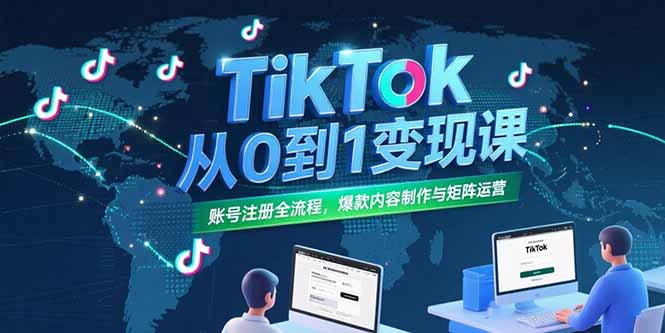 （15346期）TikTok从0到1变现课，账号注册全流程，爆款内容制作与矩阵运营-吾爱创业网