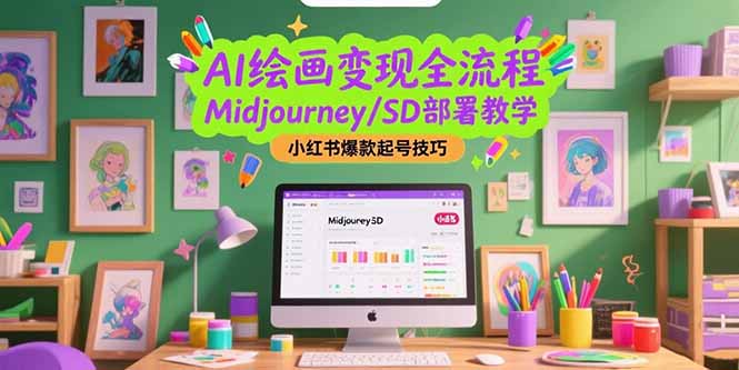 （15324期）AI绘画变现全流程，Midjourney/SD部署教学，小红书爆款起号技巧-吾爱创业网
