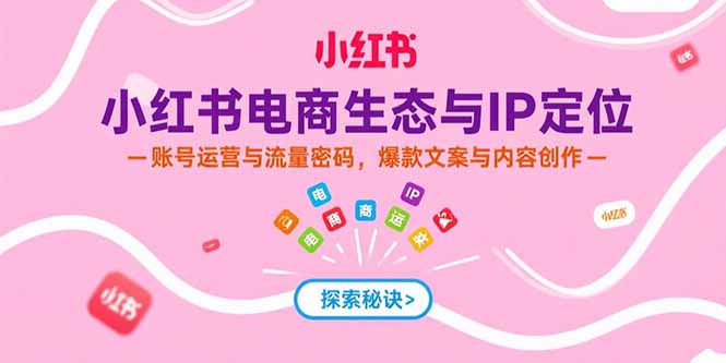 （15350期）小红书电商生态与IP定位，账号运营与流量密码，爆款文案与内容创作-吾爱创业网