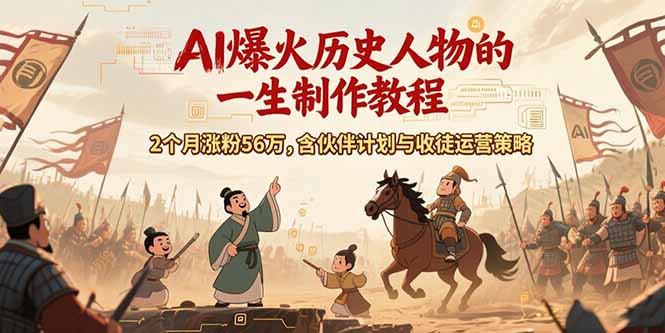 （15336期）AI历史人物赛道课程，2个月涨粉56万，含伙伴计划与收徒运营策略-吾爱创业网