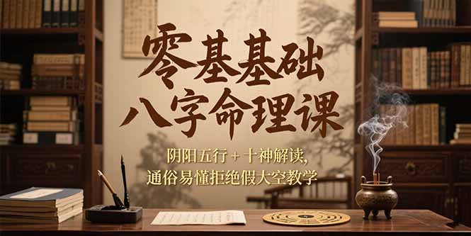 （15283期）零基础八字命理课，阴阳五行+十神解读，通俗易懂拒绝假大空教学-吾爱创业网