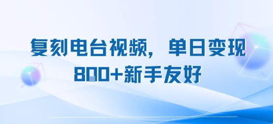 复刻电台视频，单日变现8张+新手友好，长期可做-吾爱创业网
