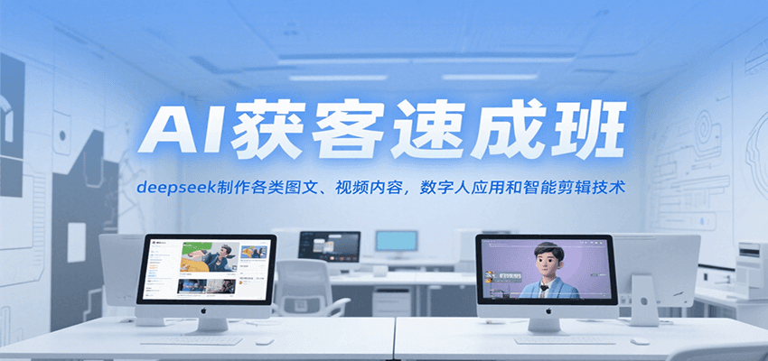 AI获客速成班，deepseek制作各类图文、视频内容，数字人应用和智能剪辑技术-吾爱创业网