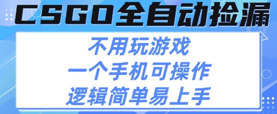 CSGO自动捡漏项目，最新独家玩法，不用挂G不用玩游戏，一个手机即可操作，新手小白轻松月入1W+【揭秘】-吾爱创业网