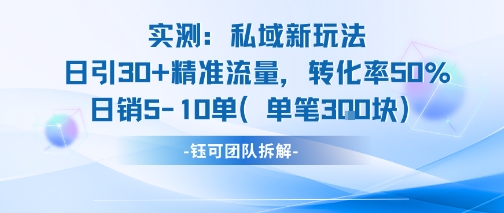 实测私域新玩法日引30加精准流量转化率50%日销5-10单每笔3张-吾爱创业网