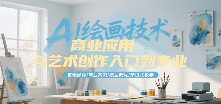 AI绘画技术商业应用与艺术创作入门到专业，基础操作/商业案例/模型调优/渐进式教学-吾爱创业网