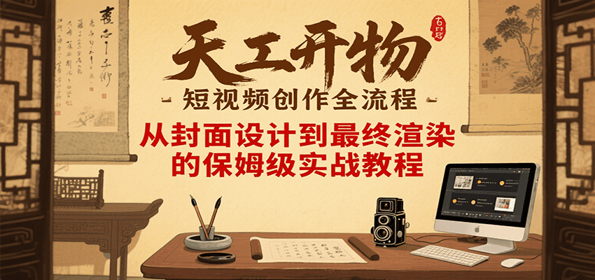 天工开物短视频创作全流程，从封面设计到最终渲染的保姆级实战教程-吾爱创业网