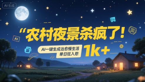 农村夜景杀疯了！AI一键生成治愈系慢生活，单日狂入1k+-吾爱创业网