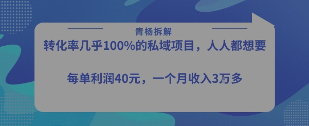 转化率最高的私域项目，每单利润40-50米，月入过1w-吾爱创业网