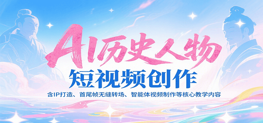 AI历史人物短视频创作，含IP打造、首尾帧无缝转场、智能体视频制作等核心教学内容-吾爱创业网