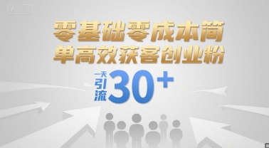 零基础零成本简单高效获客创业粉，一天引流30+-吾爱创业网