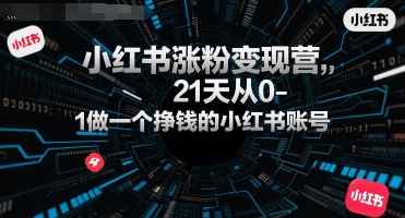 小红书涨粉变现营，21天从0-1做一个挣钱的小红书账号-吾爱创业网