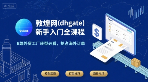 敦煌网(dhgate)新手入门全课程，B端外贸工厂转型必看，抢占海外订单-吾爱创业网