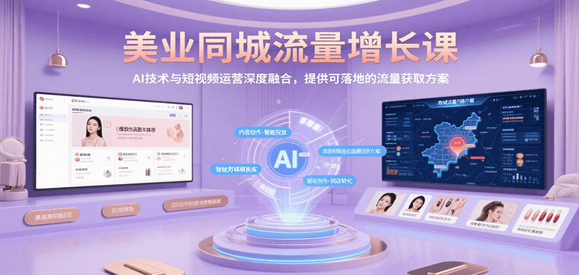 美业同城流量增长课，AI技术与短视频运营深度融合，提供可落地的流量获取方案-吾爱创业网