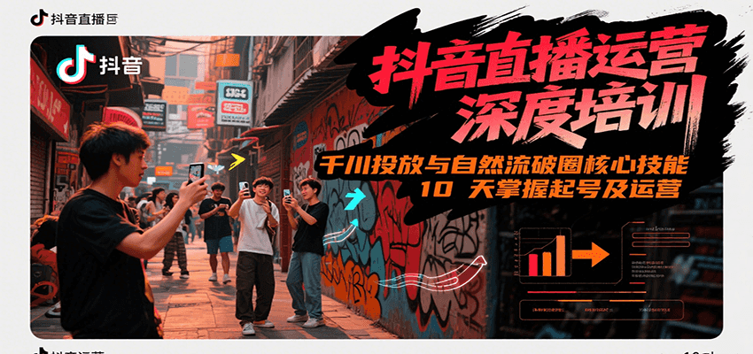 抖音直播运营深度培训，千川投放与自然流核心技能，10天掌握起号及运营(6-7月新课)-吾爱创业网