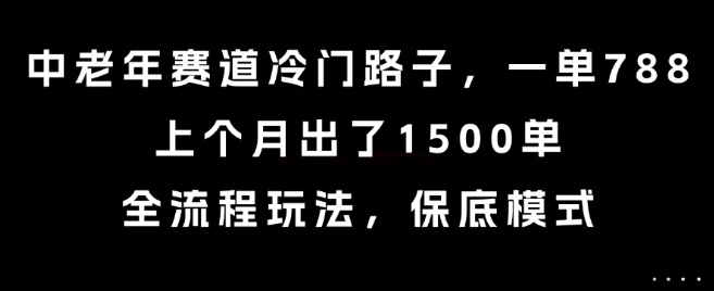 中老年赛道冷门路子，一单788，上个月出了1500单，全流程玩法，保底模式【揭秘】-吾爱创业网