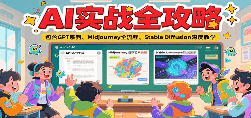 AI实战全攻略，包含GPT系列、Midjourney全流程、Stable Diffusion深度教学-吾爱创业网