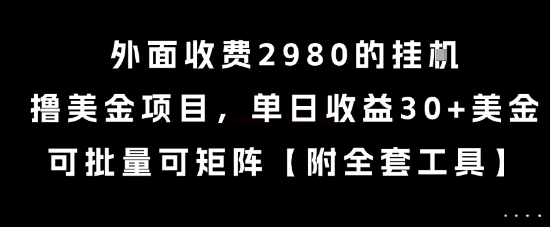 外面收费2980的挂G撸美金项目，单日收益30+美金，可批量可矩阵【揭秘】-吾爱创业网
