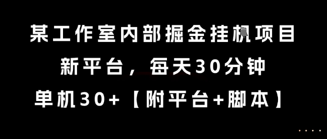 某工作室内部掘金挂G项目，新平台，每天30分钟，单机30+【揭秘】-吾爱创业网