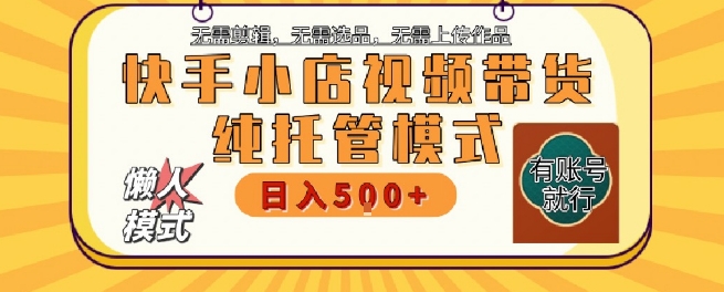 快手小店托管代运营，无需剪辑，无需选品，无需上传作品，全程无需操作，轻松月入5k+【揭秘】-吾爱创业网