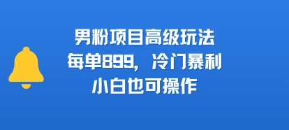 男粉项目高级玩法，每单899，冷门暴利，小白也可操作-吾爱创业网