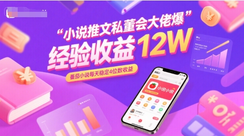 小说推文私董会大佬爆单经验分享收益12W，番茄小说每天稳定4位数收益-吾爱创业网