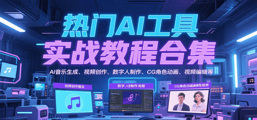 热门AI工具实战教程合集，AI音乐生成、视频创作、数字人制作、CG角色动画、视频编辑等-吾爱创业网