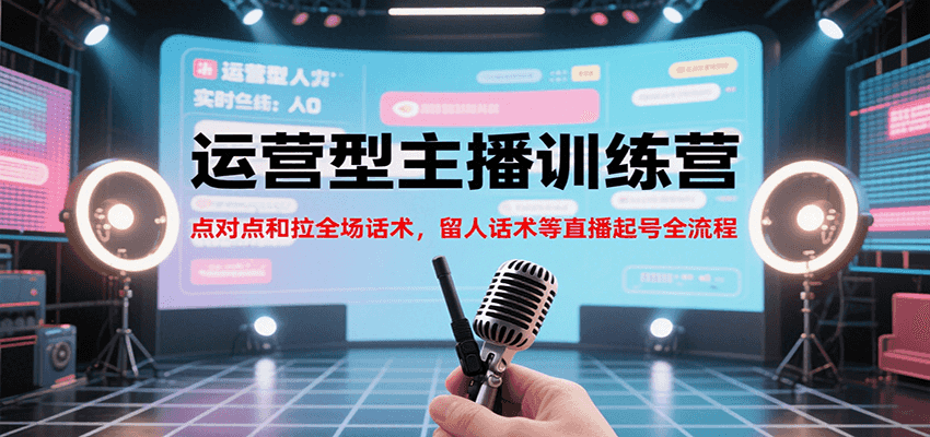 运营型主播训练营，点对点和拉全场话术，留人话术等直播起号全流程（更新7月）-吾爱创业网