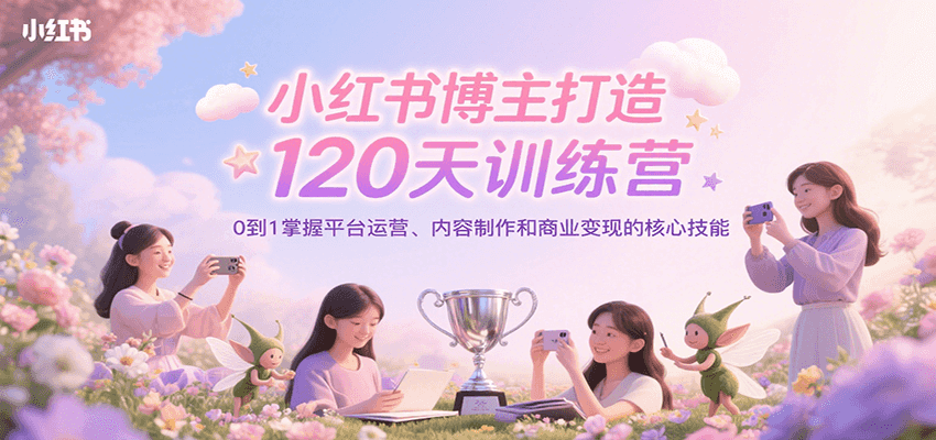 小红书博主打造120天训练营，0到1掌握平台运营、内容制作和商业变现-吾爱创业网