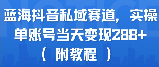 蓝海抖音私域赛道，实操单账号当天变现288+(附教程)-吾爱创业网