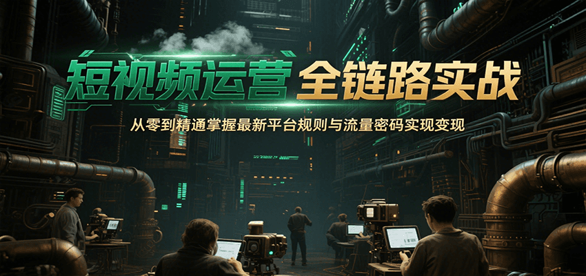 短视频运营全链路实战，从零到精通掌握最新平台规则与流量密码实现变现-吾爱创业网