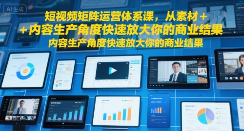 短视频矩阵运营体系课，从素材+内容生产角度快速放大你的商业结果-吾爱创业网